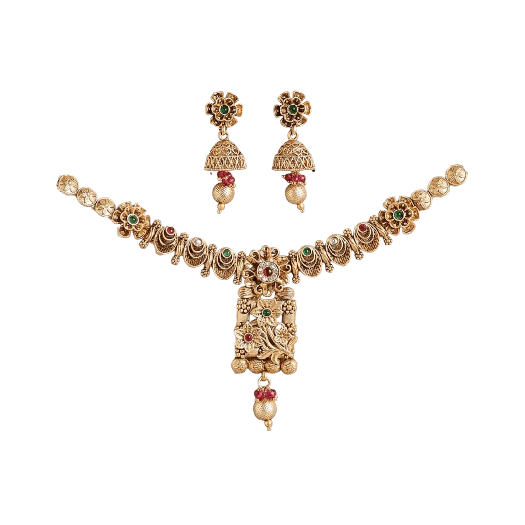 Noor Gold Plated Regal Jewellery Necklace Set