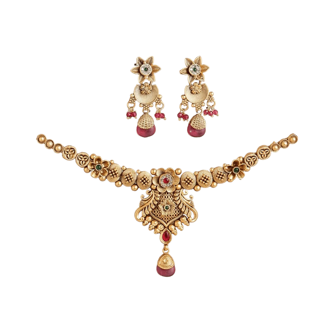 Noor Gold Plated Regal Jewellery Necklace Set