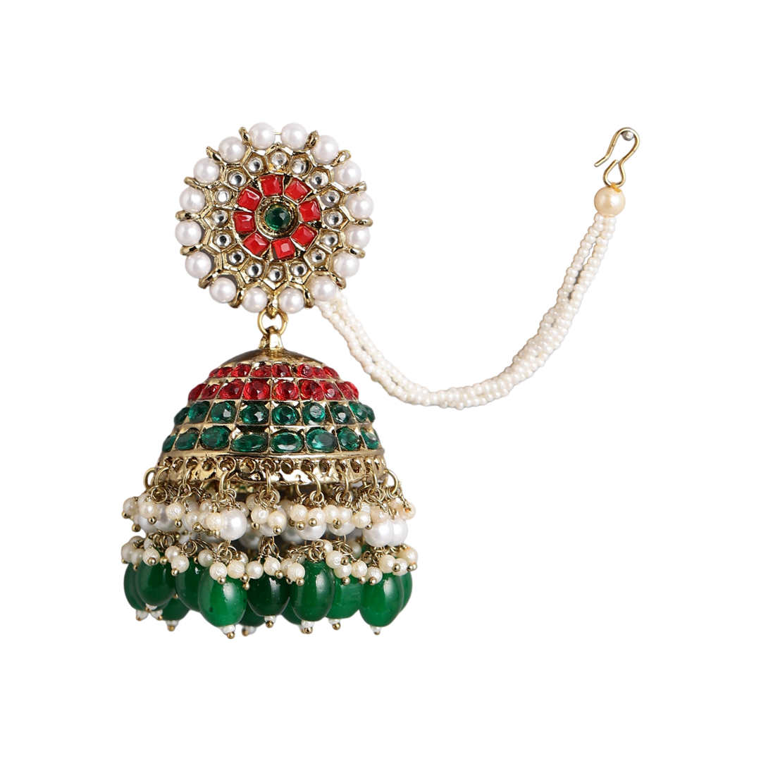 Inaya Gold Plated Jhumka Earrings - Multicoloured
