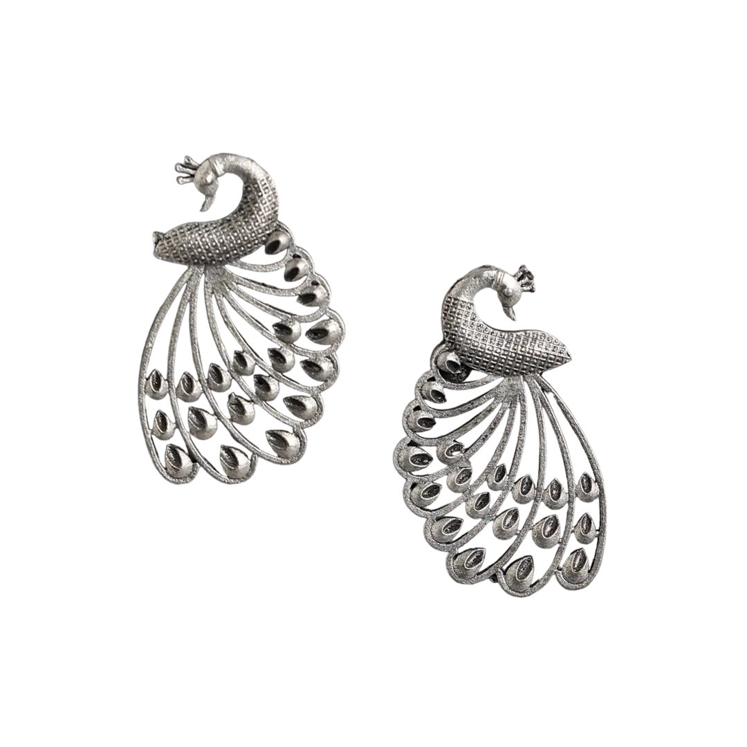 Mayuri Silver Oxidised Drop Earrings