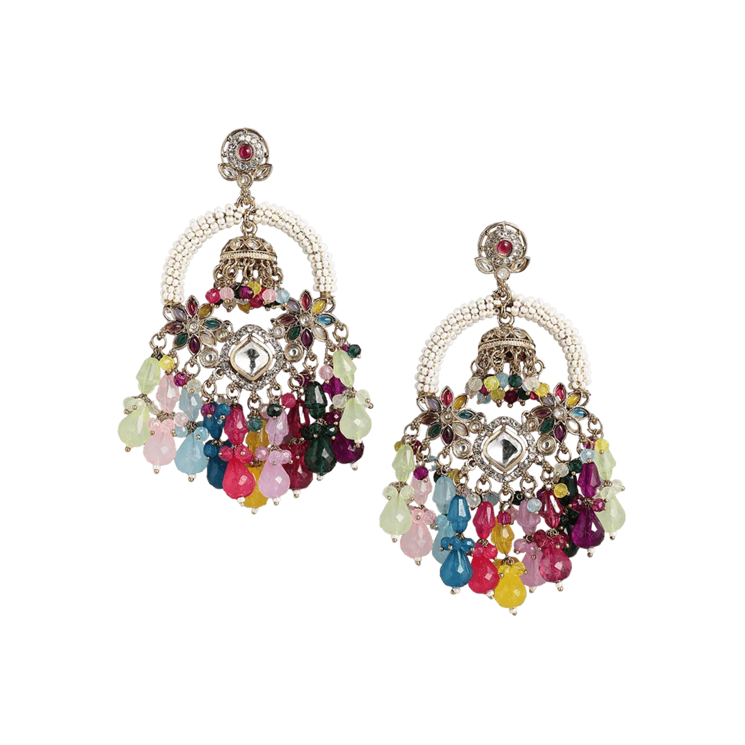 Manjari Gold Plated Drop Earrings - Multi Colour