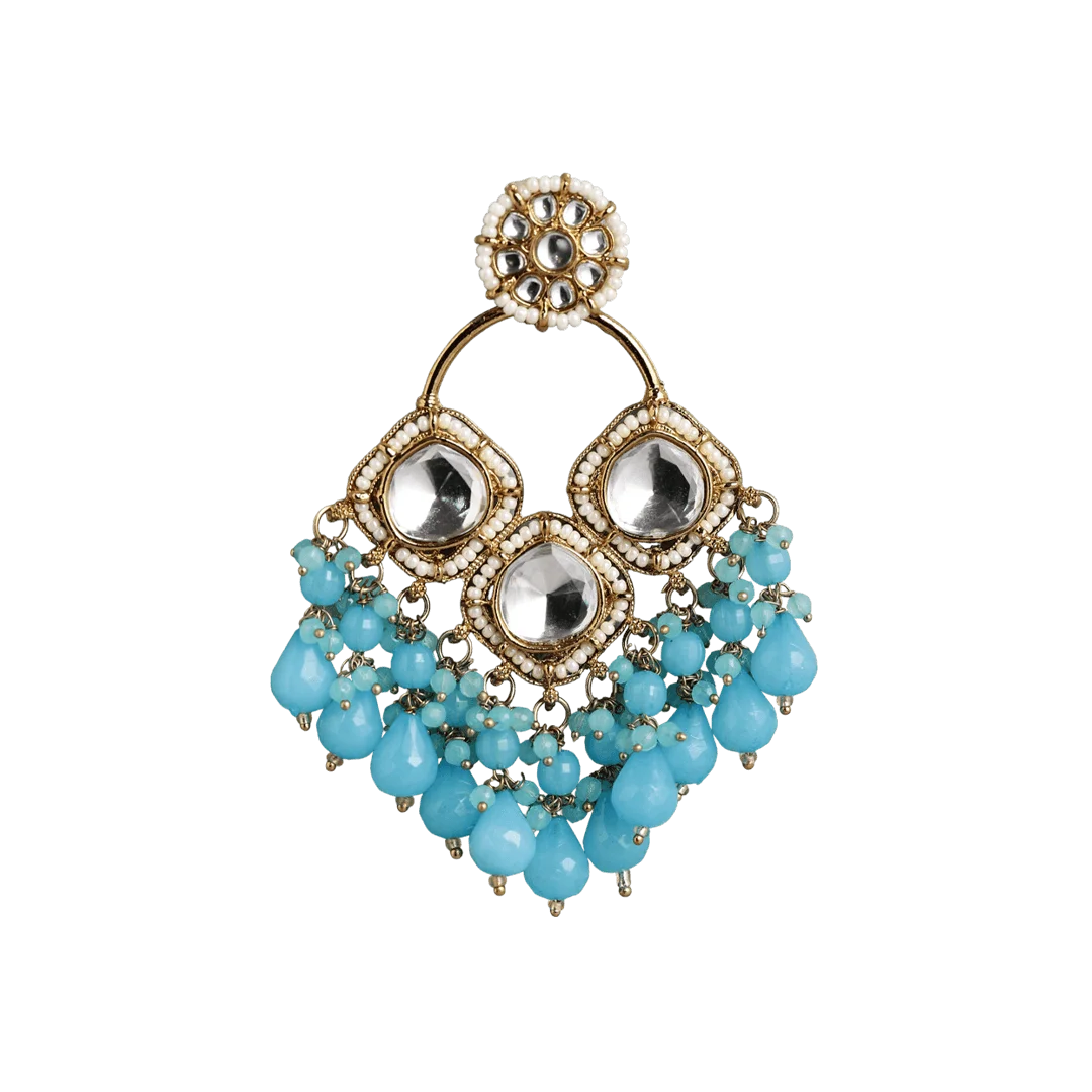 Zeenat Stone Studded Drop Earrings - Blue