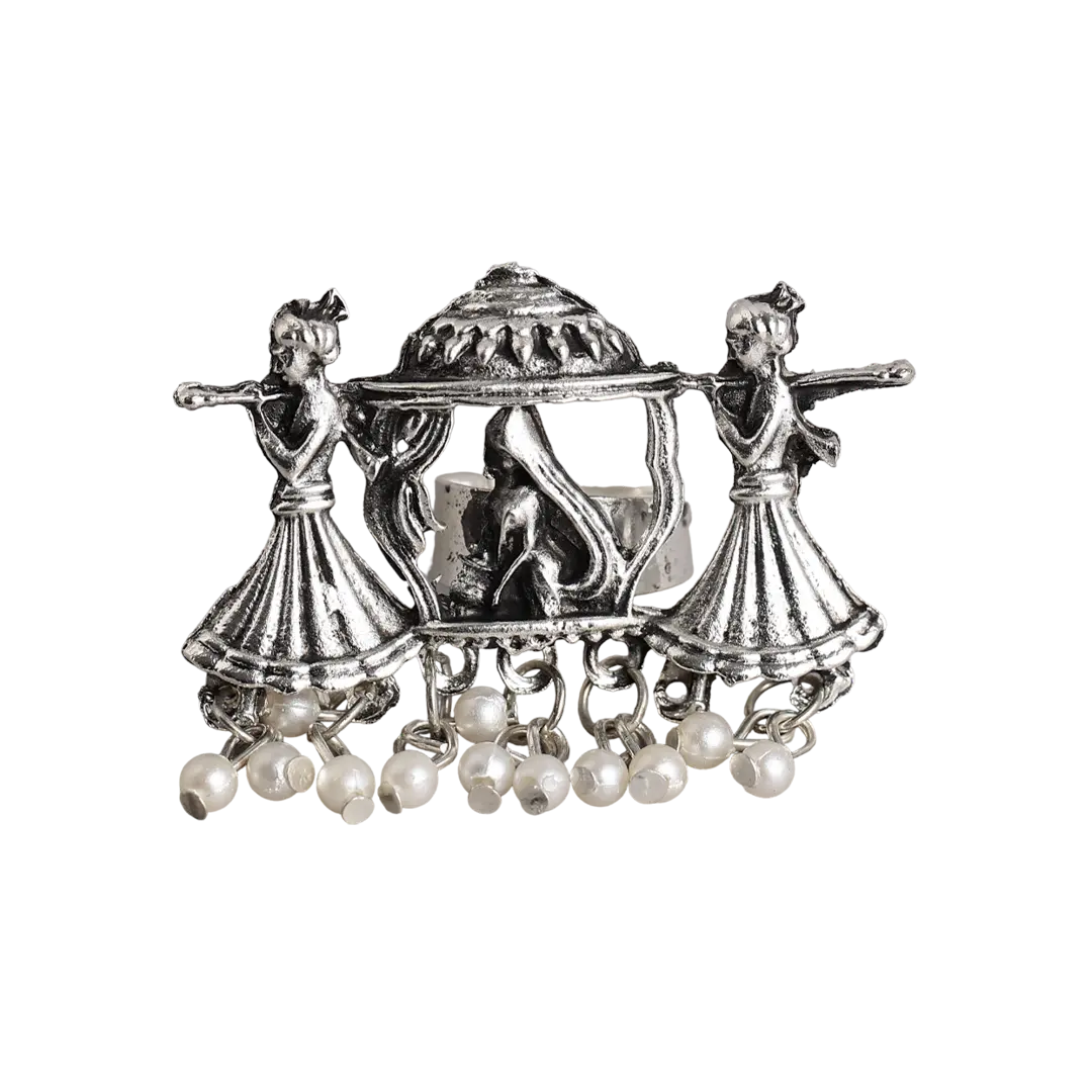 Dulhan Ki Doli Silver Oxidised Finger Ring