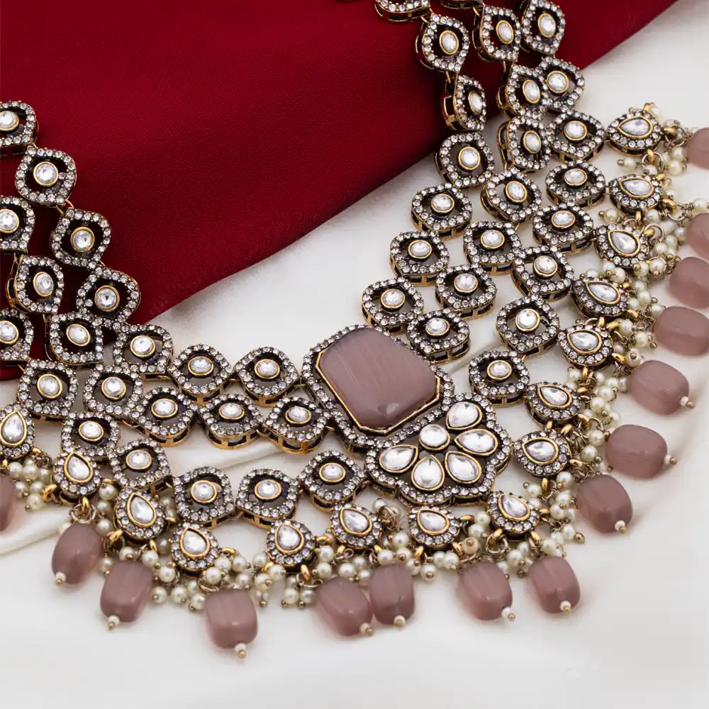 Gulnaar – Blush Kundan Bridal Statement Set