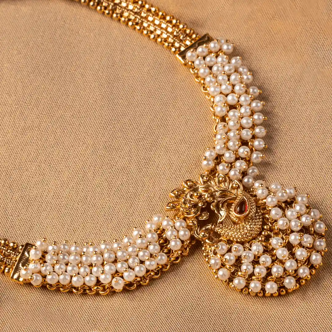 Mayurakshi – Pearl Temple Peacock Necklace Set