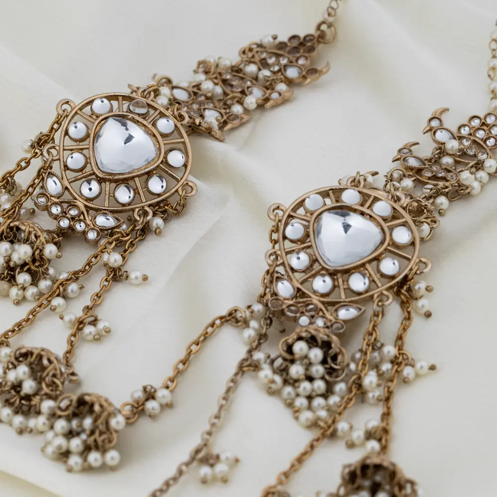 Neelkamal – Pearl Kundan Cascade Earrings