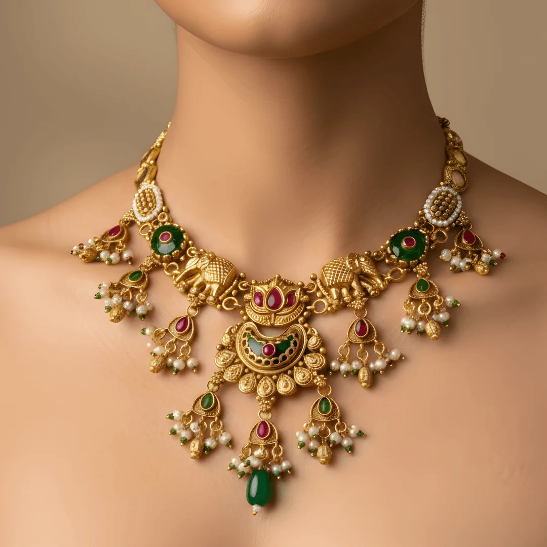 Gajrika – Temple Elephant Meenakari Festive Set Gajrika – Temple Elephant Meenakari Festive Set