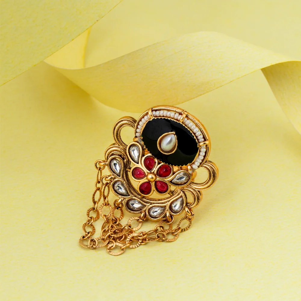 Shyamalika – Kundan Meenakari Statement Hand Ring Shyamalika – Kundan Meenakari Statement Hand Ring